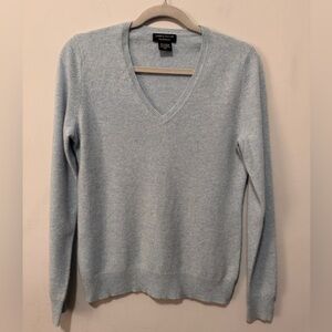 Lord & Taylor Blue V-Neck Cashmere Sweater